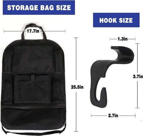 Backseat Car Organizer Storage Bag Kick Mats Clear Screen Tablet Holder 9 Storage Pockets with 2 Car Seat Headrest Hook for Bag Pad Toys Drinks Books in Saudi Arabia
