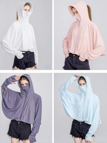 Women's Sun Protective Jacket Full Zip UPF 50+ UV Sun Protection Clothing Lightweight Long Sleeve Hoodie Sun Shirt in Saudi Arabia