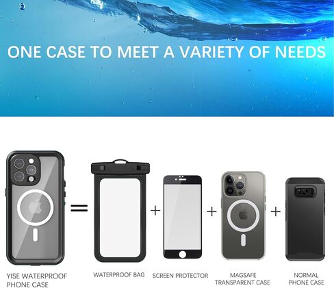 حافظة لهاتف iPhone 15 مقاومة للماء والغبار، [IP68 تحت الماء] [متوافقة مع Magsafe] [واقي شاشة مدمج] غطاء هاتف متين عالي التحمل لكامل الجسم 6.1 بوصة، أخضر/شفاف in Kuwait