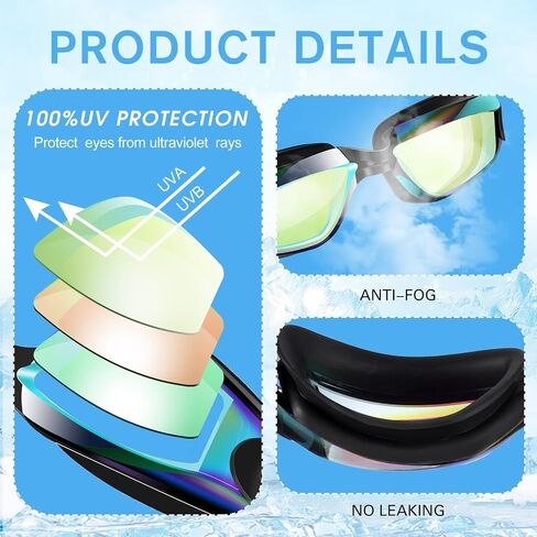 Fabbay 3 Pack Swimming Goggles Anti Fog No Leaking Silicone Adjustable Swim Glasses with Nose Clip and Ear Plugs for Adult Men Women Youth Water Pool, 3 Colors, Replaceable Nose Bridge in Saudi Arabia