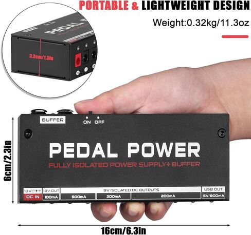AKLOT Fully Isolated Guitar Bass Pedal Power Supply 10 DC Outputs for 9V/18V Guitar Bass Effect Pedal With Buffer Pedal in Saudi Arabia