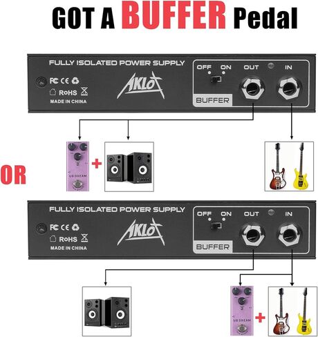 AKLOT Fully Isolated Guitar Bass Pedal Power Supply 10 DC Outputs for 9V/18V Guitar Bass Effect Pedal With Buffer Pedal in Saudi Arabia