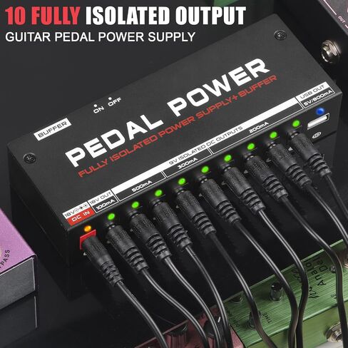 AKLOT Fully Isolated Guitar Bass Pedal Power Supply 10 DC Outputs for 9V/18V Guitar Bass Effect Pedal With Buffer Pedal in Saudi Arabia