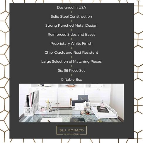 BLU MONACO White Desk Accessories for Women - 6 Piece Office Supply White Desk Organizer Set in Saudi Arabia