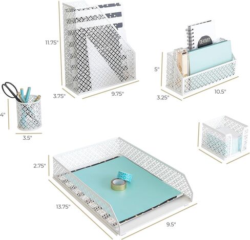 BLU MONACO White Desk Accessories for Women - 6 Piece Office Supply White Desk Organizer Set in Saudi Arabia