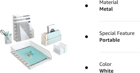 BLU MONACO White Desk Accessories for Women - 6 Piece Office Supply White Desk Organizer Set in Saudi Arabia