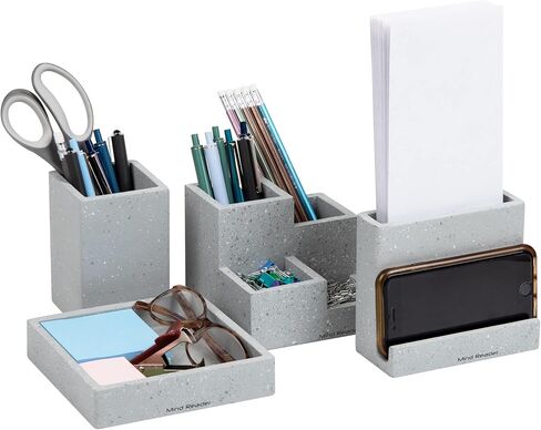 Mind Reader 7-Piece Desktop Set, Desktop Organizer, File Storage, Office, Metal Mesh, Black in Saudi Arabia
