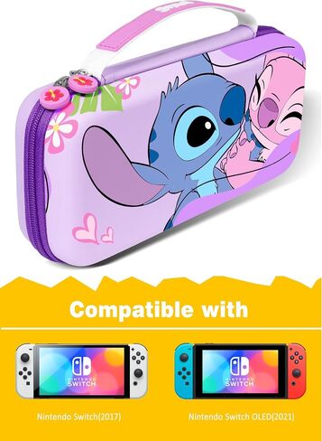 Xcitifun Carrying Case Designed for Nintendo Switch for Kids Girls Boys Cute Kawaii Travel Carry Bag for Switch / Lite / OLED 10 Game Cartridge Switch Protective Cover Carrying Cases - Animal Flash in Kuwait