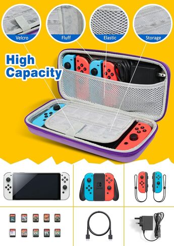 Xcitifun Carrying Case Designed for Nintendo Switch for Kids Girls Boys Cute Kawaii Travel Carry Bag for Switch / Lite / OLED 10 Game Cartridge Switch Protective Cover Carrying Cases - Animal Flash in Kuwait