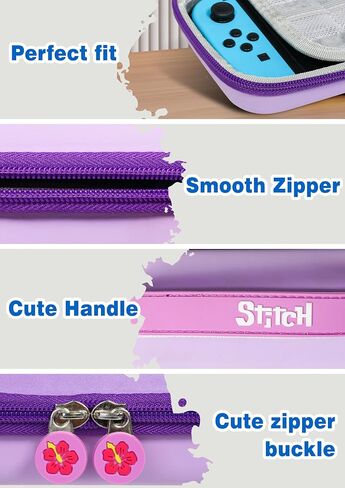 Xcitifun Carrying Case Designed for Nintendo Switch for Kids Girls Boys Cute Kawaii Travel Carry Bag for Switch / Lite / OLED 10 Game Cartridge Switch Protective Cover Carrying Cases - Animal Flash in Kuwait