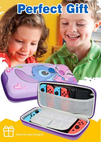 Xcitifun Carrying Case Designed for Nintendo Switch for Kids Girls Boys Cute Kawaii Travel Carry Bag for Switch / Lite / OLED 10 Game Cartridge Switch Protective Cover Carrying Cases - Animal Flash in Kuwait