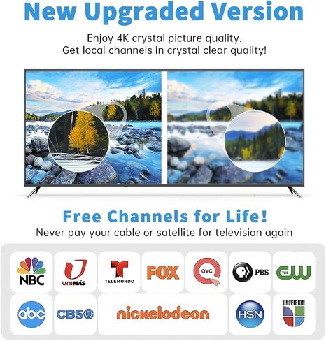 هوائي تلفزيون رقمي عالي الدقة مضخم بطول 680 ميل، يدعم عصا تلفزيون النار 4K 1080p وجميع القنوات المحلية HDTV الداخلية للتلفزيون الأقدم، معزز الإشارة - كابل محوري بطول 16.5 قدم in Saudi Arabia