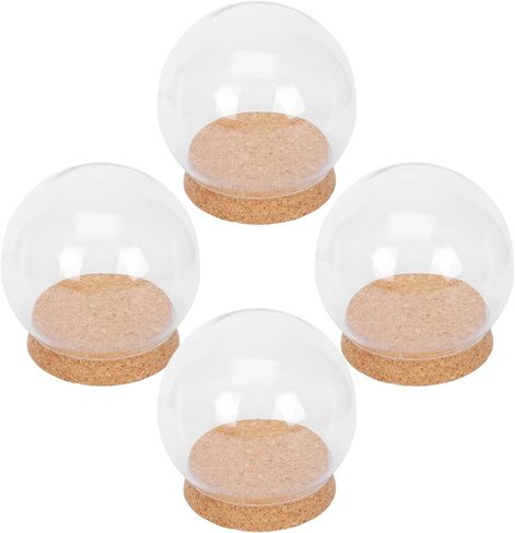 PRETYZOOM 4pcs Glass Display Dome Cloche, Clear Glass Dome With Cork Base, Small Glass Display Jar For Dry Flowers Or Figurines, Diy Keepsake For Valentine'S Day Display in Saudi Arabia