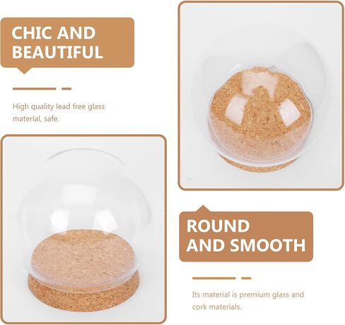 PRETYZOOM 4pcs Glass Display Dome Cloche, Clear Glass Dome With Cork Base, Small Glass Display Jar For Dry Flowers Or Figurines, Diy Keepsake For Valentine'S Day Display in Saudi Arabia