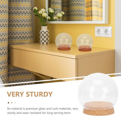PRETYZOOM 4pcs Glass Display Dome Cloche, Clear Glass Dome With Cork Base, Small Glass Display Jar For Dry Flowers Or Figurines, Diy Keepsake For Valentine'S Day Display in Saudi Arabia