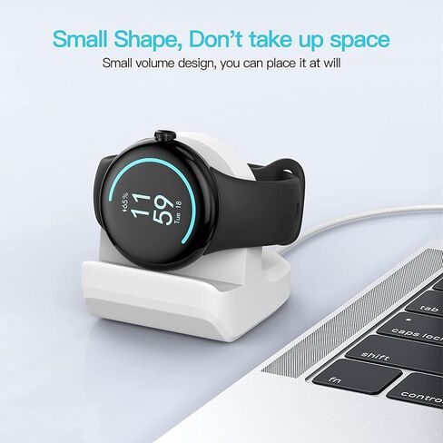 TUCANA Cable and Charger Stand Combo Compatible with Google Pixel Watch, Durable Silicone with Non-Slip Stable Base (White) in Saudi Arabia