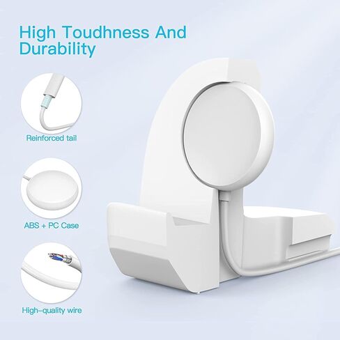 TUCANA Cable and Charger Stand Combo Compatible with Google Pixel Watch, Durable Silicone with Non-Slip Stable Base (White) in Saudi Arabia