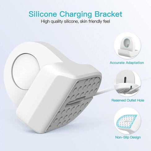 TUCANA Cable and Charger Stand Combo Compatible with Google Pixel Watch, Durable Silicone with Non-Slip Stable Base (White) in Saudi Arabia
