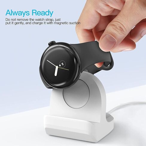 TUCANA Cable and Charger Stand Combo Compatible with Google Pixel Watch, Durable Silicone with Non-Slip Stable Base (White) in Saudi Arabia