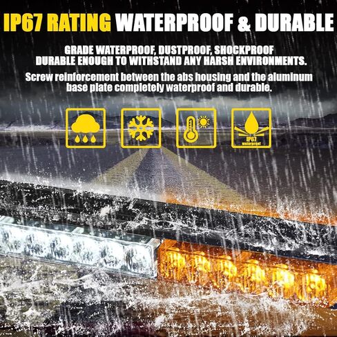48" 102W LED Emergency Strobe Light Bar Double Side Flashing High Intensity Emergency Hazard Warning Flash Strobe Light with Magnetic Base for Safety Construction Vehicles Snow Plows Tow Trucks Pickup in Saudi Arabia