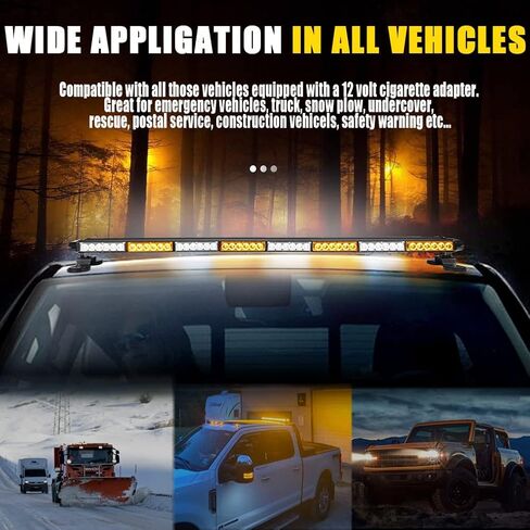 48" 102W LED Emergency Strobe Light Bar Double Side Flashing High Intensity Emergency Hazard Warning Flash Strobe Light with Magnetic Base for Safety Construction Vehicles Snow Plows Tow Trucks Pickup in Saudi Arabia