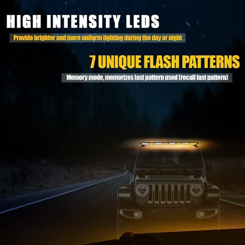 48" 102W LED Emergency Strobe Light Bar Double Side Flashing High Intensity Emergency Hazard Warning Flash Strobe Light with Magnetic Base for Safety Construction Vehicles Snow Plows Tow Trucks Pickup in Saudi Arabia