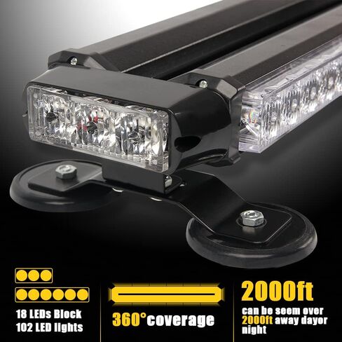 48" 102W LED Emergency Strobe Light Bar Double Side Flashing High Intensity Emergency Hazard Warning Flash Strobe Light with Magnetic Base for Safety Construction Vehicles Snow Plows Tow Trucks Pickup in Saudi Arabia