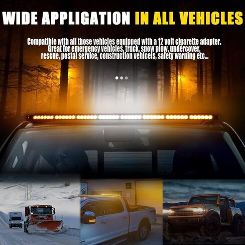 48" 102W LED Emergency Strobe Light Bar Double Side Flashing High Intensity Emergency Hazard Warning Flash Strobe Light with Magnetic Base for Safety Construction Vehicles Snow Plows Tow Trucks Pickup in Saudi Arabia