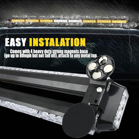 48" 102W LED Emergency Strobe Light Bar Double Side Flashing High Intensity Emergency Hazard Warning Flash Strobe Light with Magnetic Base for Safety Construction Vehicles Snow Plows Tow Trucks Pickup in Saudi Arabia