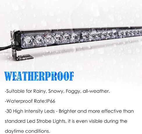 شريط إضاءة طوارئ LE-JX مقاس 30 بوصة LED لمطاردة الطرق الوعرة، شريط إضاءة وامض آمن مع ضوء إشارة عكسية/فرامل/انعطاف، لـ UTV، ATV، Polaris RZR XP 1000 900، جنبًا إلى جنب، 4x4، شاحنة الكأس (R-B-Y-B-R) in Kuwait