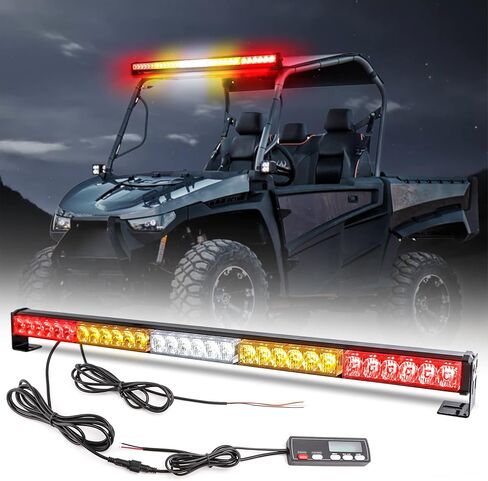 شريط إضاءة طوارئ LE-JX مقاس 30 بوصة LED لمطاردة الطرق الوعرة، شريط إضاءة وامض آمن مع ضوء إشارة عكسية/فرامل/انعطاف، لـ UTV، ATV، Polaris RZR XP 1000 900، جنبًا إلى جنب، 4x4، شاحنة الكأس (R-B-Y-B-R) in Kuwait