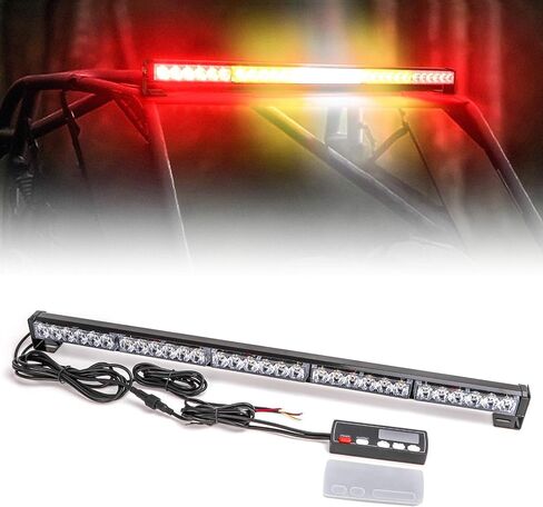 شريط إضاءة طوارئ LE-JX مقاس 30 بوصة LED لمطاردة الطرق الوعرة، شريط إضاءة وامض آمن مع ضوء إشارة عكسية/فرامل/انعطاف، لـ UTV، ATV، Polaris RZR XP 1000 900، جنبًا إلى جنب، 4x4، شاحنة الكأس (R-B-Y-B-R) in Kuwait