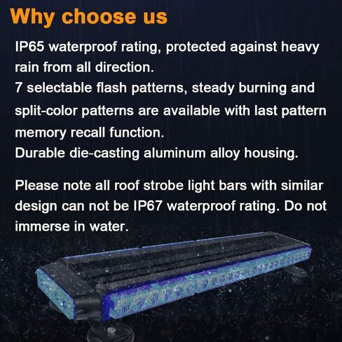 AT-HAIHAN Waterproof Strong Magnetic Rooftop Flashing 56-LED Blue Emergency Strobe Light Bar for Volunteer Firefighter Trucks EMS Law Enforcement Vehicles Police Car Safety Warning in Saudi Arabia