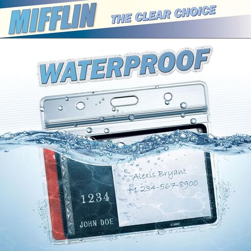 واقي بطاقة Mifflin-USA (4x3 بوصة، شفاف، 100 حزمة) تحميل سريع أفقي بدون سحاب حامل شارة تعريف الاسم in Kuwait