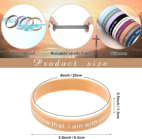 120 Pieces Bible Verses Bracelets Motivational Quote Rubber Wristbands Religious Silicone Bracelet Inspirational Silicone Wristbands Stretch Unisex Wristbands for Men Women Teens Party (Classic Color) in Saudi Arabia