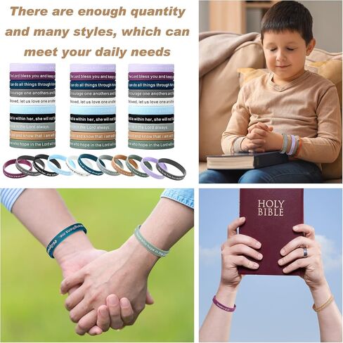 120 Pieces Bible Verses Bracelets Motivational Quote Rubber Wristbands Religious Silicone Bracelet Inspirational Silicone Wristbands Stretch Unisex Wristbands for Men Women Teens Party (Classic Color) in Saudi Arabia