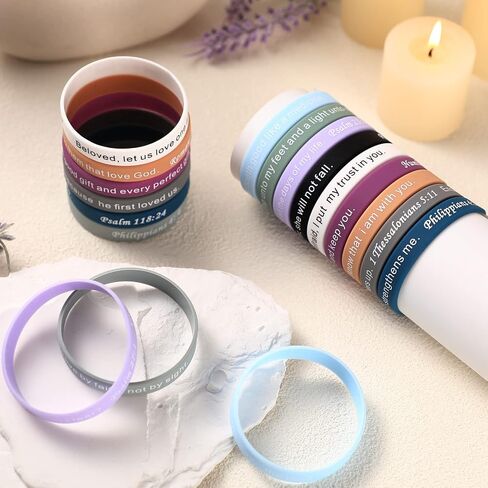 120 Pieces Bible Verses Bracelets Motivational Quote Rubber Wristbands Religious Silicone Bracelet Inspirational Silicone Wristbands Stretch Unisex Wristbands for Men Women Teens Party (Classic Color) in Saudi Arabia