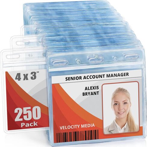 Mifflin-USA Card Protector (4x3 Inch, Clear, Bulk 100 Pack) Quick Load Horizontal No Zipper Name ID Badge Holder in Saudi Arabia