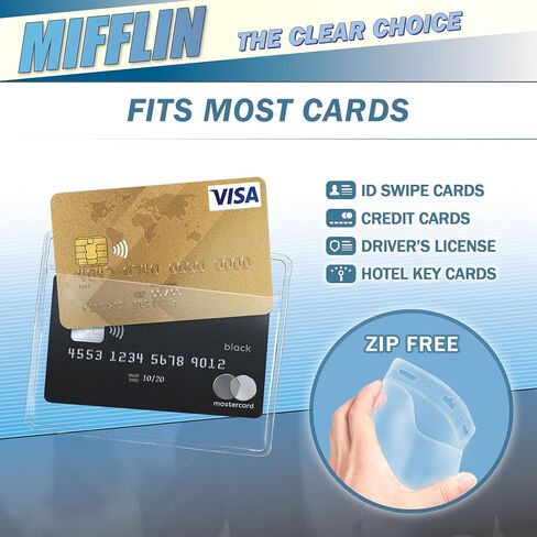 Mifflin-USA Card Protector (4x3 Inch, Clear, Bulk 100 Pack) Quick Load Horizontal No Zipper Name ID Badge Holder in Saudi Arabia