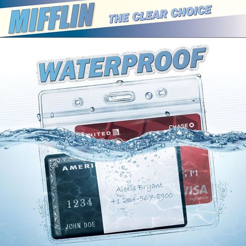 Mifflin-USA Card Protector (4x3 Inch, Clear, Bulk 100 Pack) Quick Load Horizontal No Zipper Name ID Badge Holder in Saudi Arabia