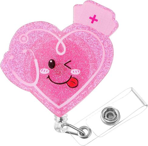 Badge Reel Holder Retractable with ID Clip for Nurse Nursing Name Tag Card Badge Holder with Alligator Clip, Cute Badge Reel for Medical Assistant Nursing Student Doctor Office (Heart) in Kuwait