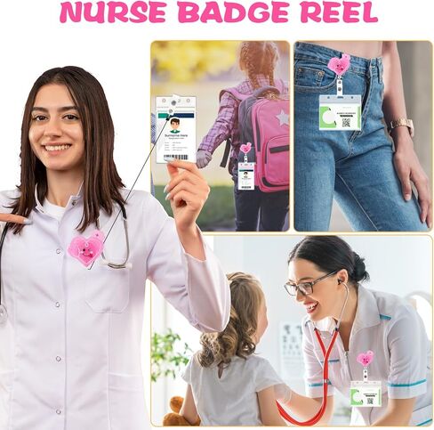 Badge Reel Holder Retractable with ID Clip for Nurse Nursing Name Tag Card Badge Holder with Alligator Clip, Cute Badge Reel for Medical Assistant Nursing Student Doctor Office (Heart) in Kuwait