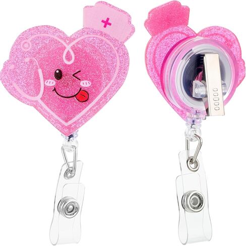 Badge Reel Holder Retractable with ID Clip for Nurse Nursing Name Tag Card Badge Holder with Alligator Clip, Cute Badge Reel for Medical Assistant Nursing Student Doctor Office (Heart) in Kuwait