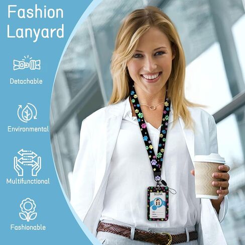 ID Badge Holder with Breakaway Lanyard, Lanyards for ID Badges Name Tags ID Card Holder, Cute Badge Reel Badge Clip Retractable, Autism Awareness Gifts in Kuwait