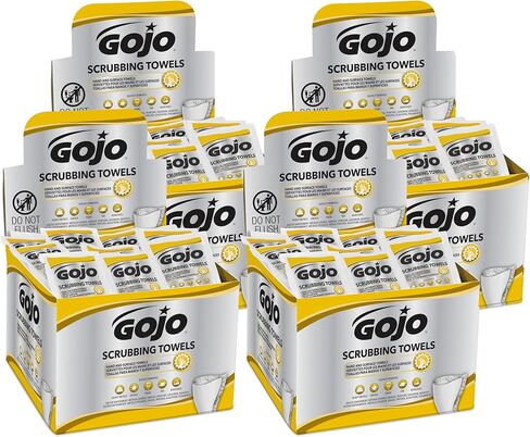 GOJO Scrubbing Towels, Citrus Scent, 80 Count Individually Wrapped Extra-Large Textured Wet Towels in a Counter Display Box (Case Includes 4 Display Boxes) – 6380-04 in Saudi Arabia