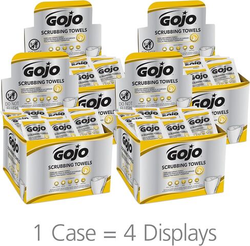 GOJO Scrubbing Towels, Citrus Scent, 80 Count Individually Wrapped Extra-Large Textured Wet Towels in a Counter Display Box (Case Includes 4 Display Boxes) – 6380-04 in Saudi Arabia