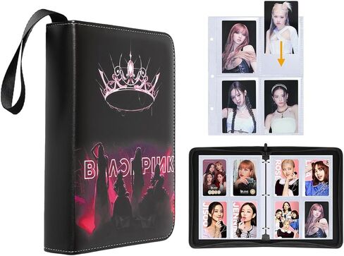 Kpop Photocard Holder Binder Sleeves K-pop Photo Card Album Book for Blackpink Photocard Binder 400 Cards 4-Pocket Leatherette Toploading Zip Binder in Kuwait