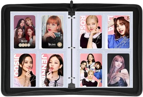 Kpop Photocard Holder Binder Sleeves K-pop Photo Card Album Book for Blackpink Photocard Binder 400 Cards 4-Pocket Leatherette Toploading Zip Binder in Kuwait