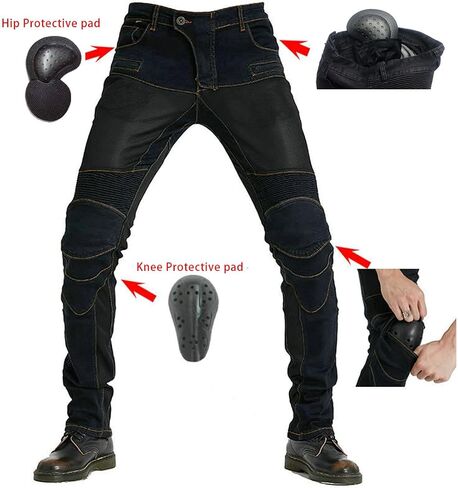 Men & Women Motorcycle Riding Jeans, Motorbike Protective Pants, Motor Bicycle Trousers with CE Hip & Knee Armor Pads VES3 in Saudi Arabia