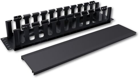 2U 19 بوصة إدارة الكابلات الأكمام رف جبل إدارة الكابلات قناة القناة، 24 منفذ IHorizontal مدير من جانب واحد لكابلات Cat6، Cat5e، Cat5، لتركيب رف الحائط (نمط أنيق، بلاستيك) in Kuwait